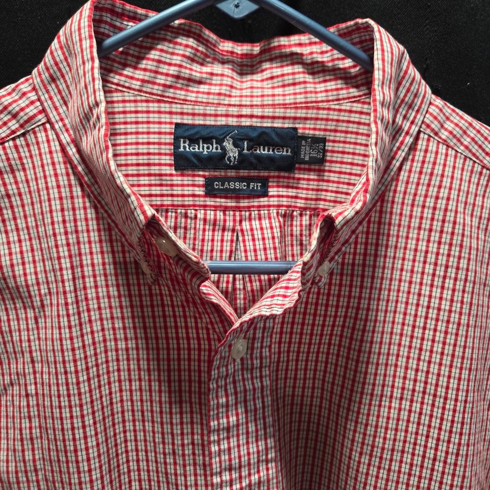 Ralph Lauren Classic Fit Preppy Golfcore Academic16.5 32/33 Red Gingham Check